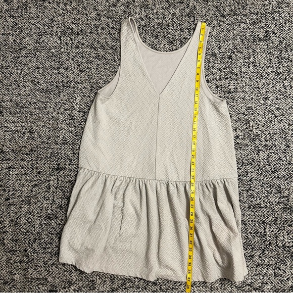Free People Gray Sleeveless V-Neck Drop Waist Mini Oversized Dress Textured - Picture 7 of 12